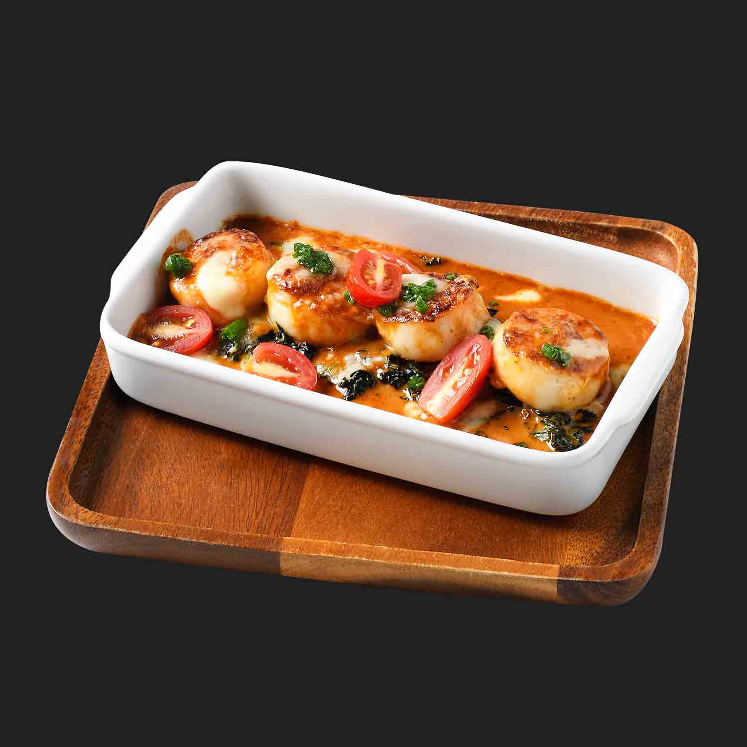 หอยเชลล์ผักโขมอบชีส