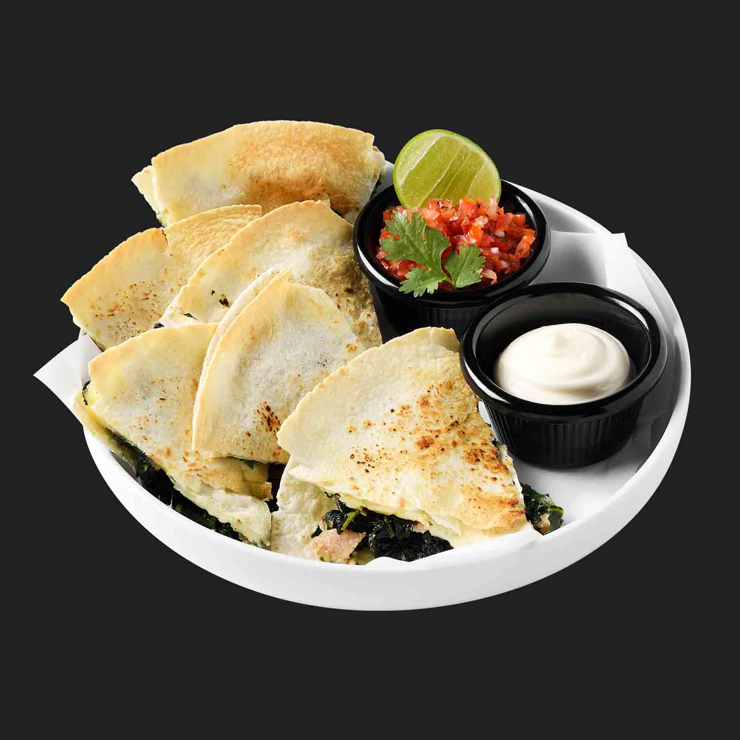 เคซาดีย่าเบคอนผักโขมกับชีส